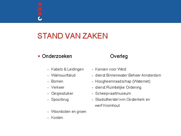 STAND VAN ZAKEN § Onderzoeken Overleg - Kabels & Leidingen - Kansen voor West