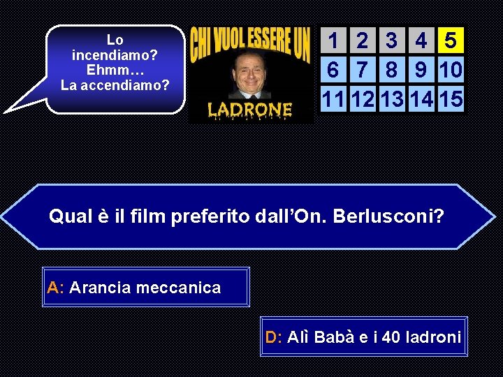 Lo incendiamo? Ehmm… La accendiamo? 1 2 3 4 5 6 7 8 9