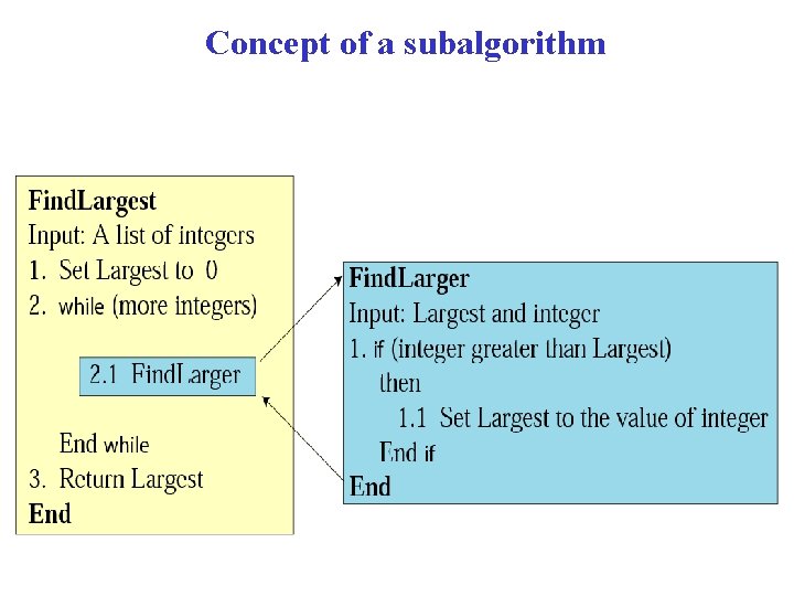 Concept of a subalgorithm 