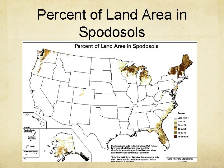 Percent of Land Area in Spodosols 