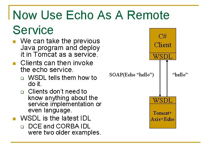 Now Use Echo As A Remote Service C# n n We can take the