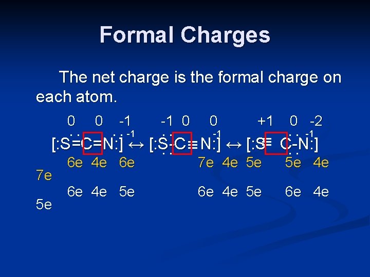 Formal Charges The net charge is the formal charge on each atom. 0 0