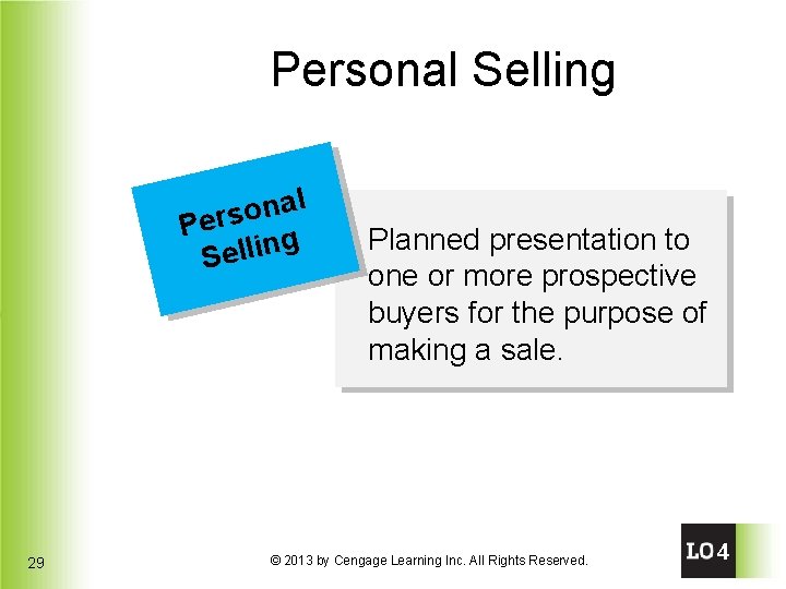 Personal Selling l a n o s Per g n i l l e