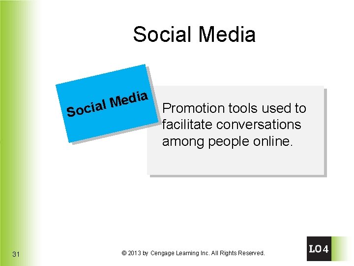 Social Media ia d e M l a i Promotion tools used to c