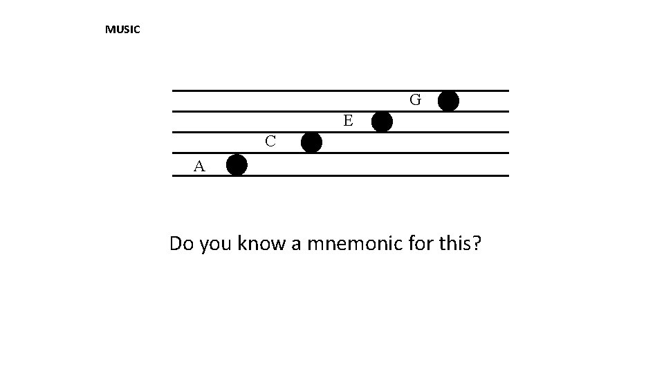 MUSIC G E C A Do you know a mnemonic for this? 