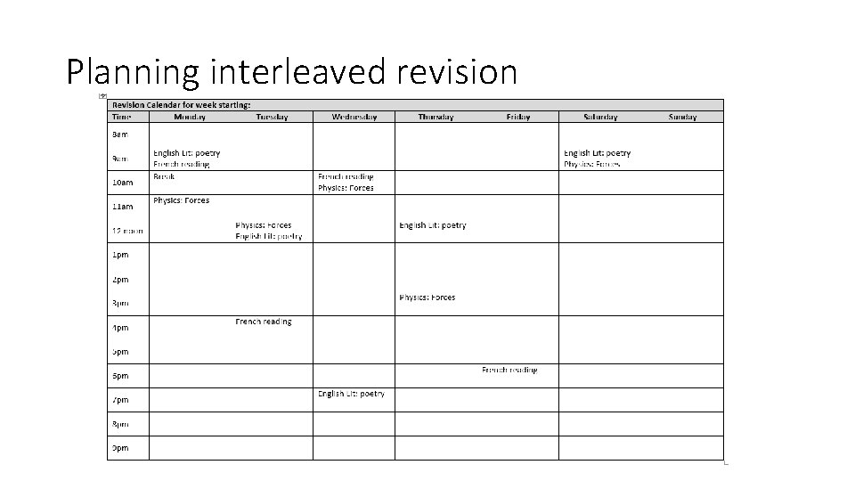 Planning interleaved revision 