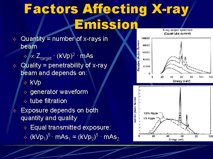 Factors Affecting X-ray Emission v v v Quantity = number of x-rays in beam