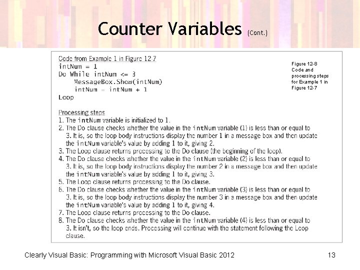 Counter Variables (Cont. ) Figure 12 -8 Code and processing steps for Example 1