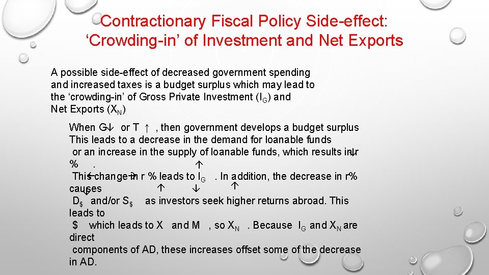 Contractionary Fiscal Policy Side-effect: ‘Crowding-in’ of Investment and Net Exports A possible side-effect of