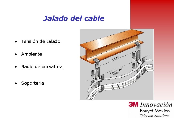 Jalado del cable • Tensión de Jalado • Ambiente • Radio de curvatura •