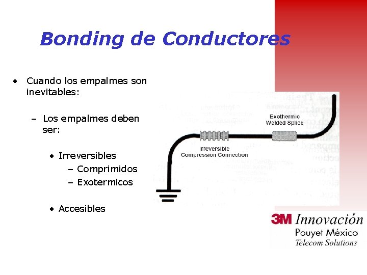 Bonding de Conductores • Cuando los empalmes son inevitables: – Los empalmes deben ser: