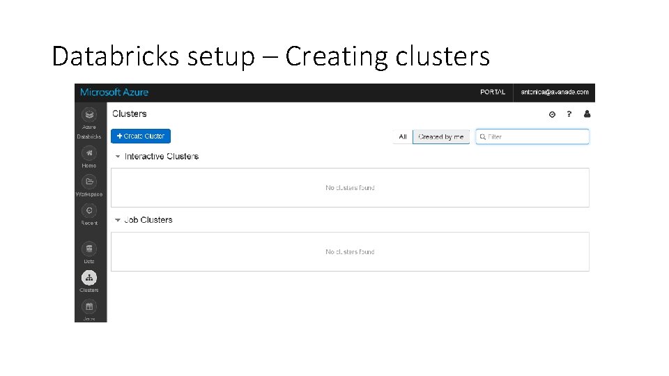 Databricks setup – Creating clusters 