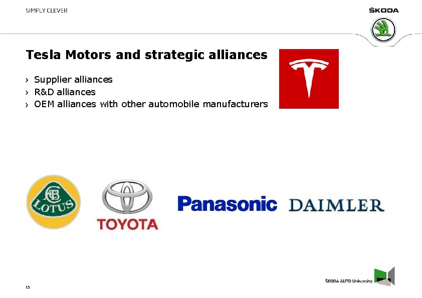 Tesla Motors and strategic alliances Supplier alliances R&D alliances OEM alliances with other automobile