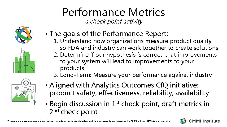 Performance Metrics a check point activity • The goals of the Performance Report: 1.
