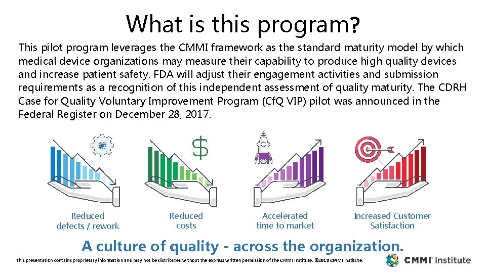 What is this program? This pilot program leverages the CMMI framework as the standard