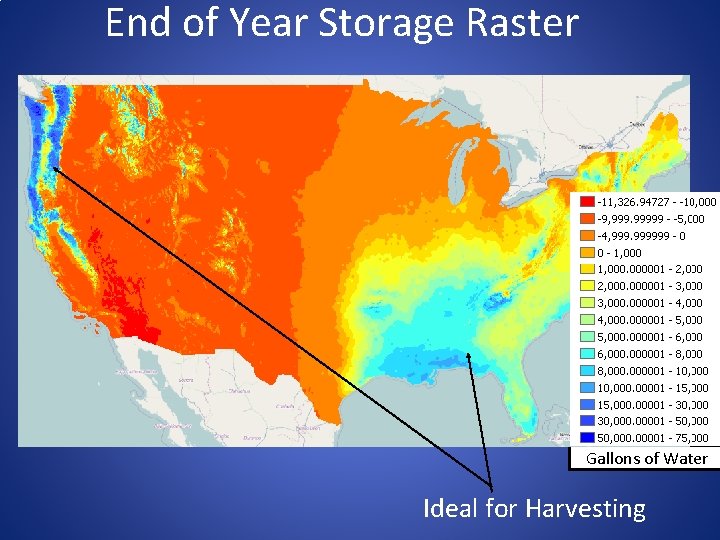 End of Year Storage Raster Gallons of Water Ideal for Harvesting 