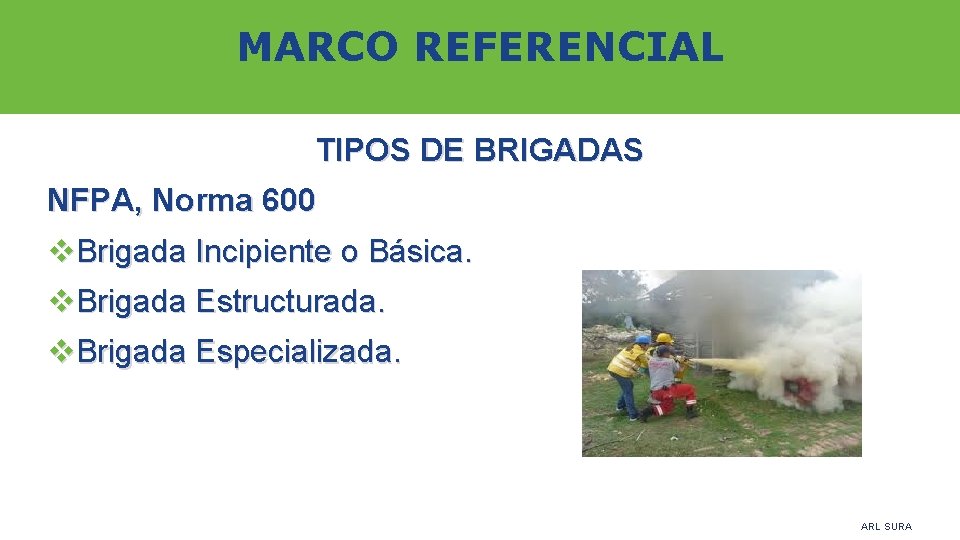 MARCO REFERENCIAL TIPOS DE BRIGADAS NFPA, Norma 600 v. Brigada Incipiente o Básica. v.