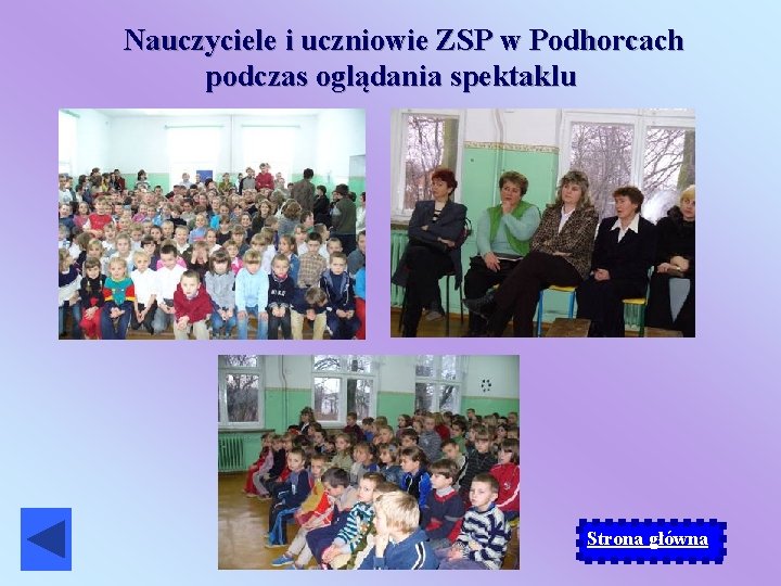  Nauczyciele i uczniowie ZSP w Podhorcach podczas oglądania spektaklu Strona główna 