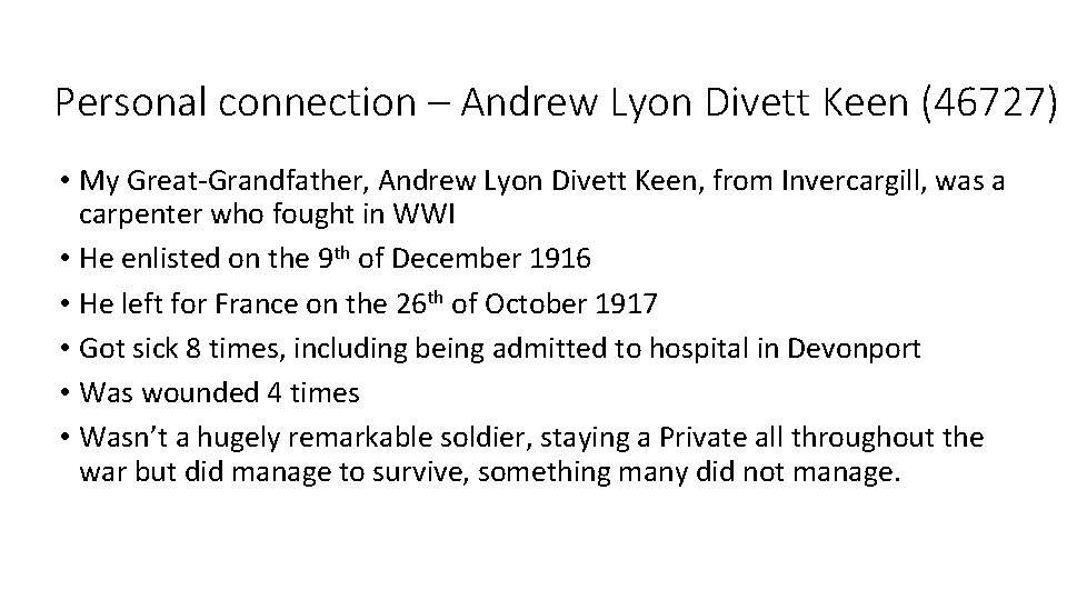 Personal connection – Andrew Lyon Divett Keen (46727) • My Great-Grandfather, Andrew Lyon Divett