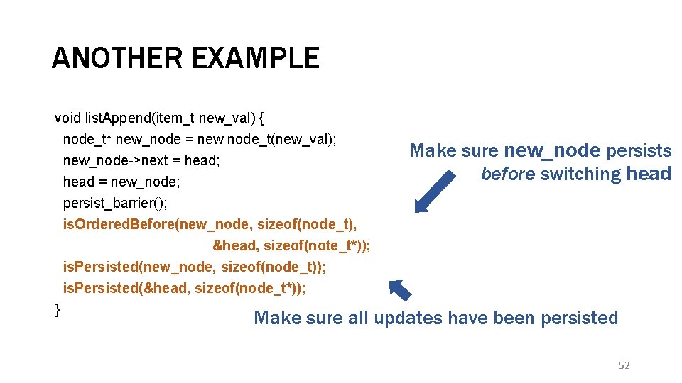 ANOTHER EXAMPLE void list. Append(item_t new_val) { node_t* new_node = new node_t(new_val); new_node->next =