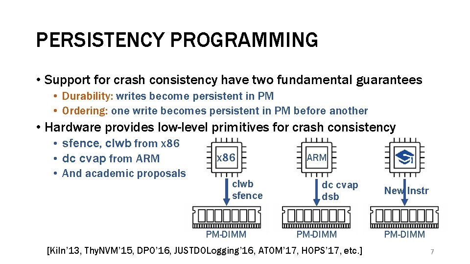 PERSISTENCY PROGRAMMING • Support for crash consistency have two fundamental guarantees • Durability: writes