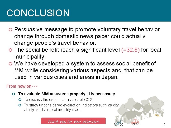 CONCLUSION Persuasive message to promote voluntary travel behavior change through domestic news paper could