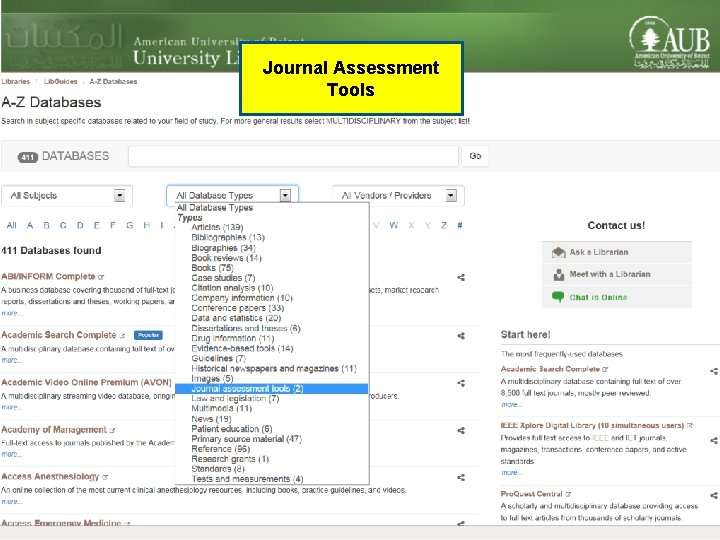 Journal Assessment Tools 