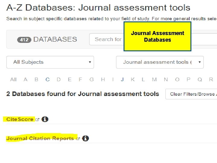 Journal Assessment Databases 