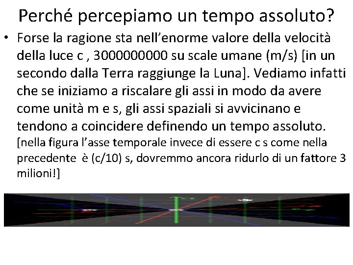 Perché percepiamo un tempo assoluto? • Forse la ragione sta nell’enorme valore della velocità