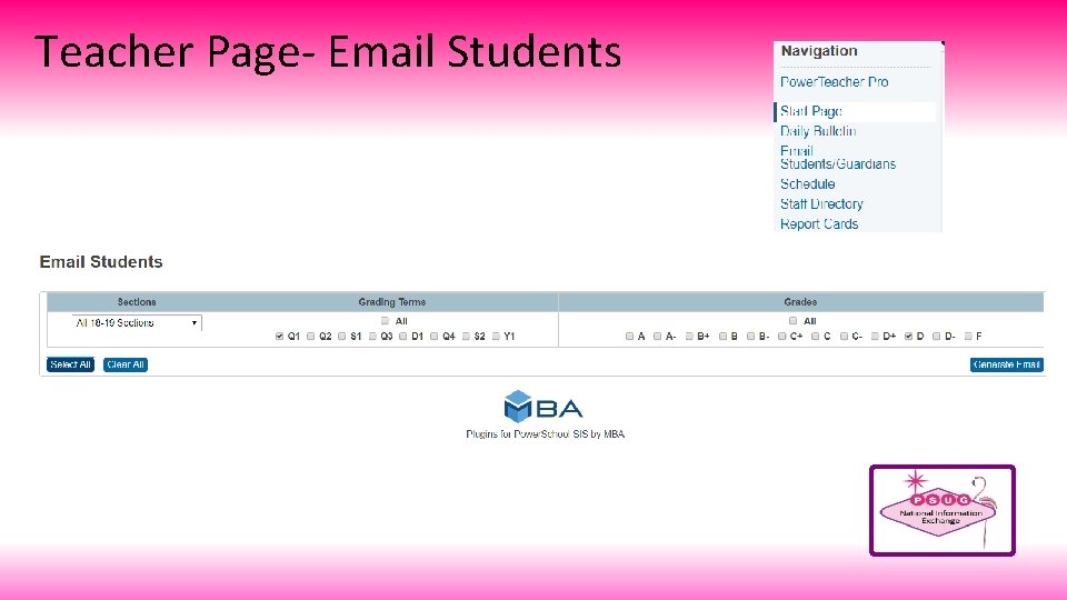 Teacher Page- Email Students 