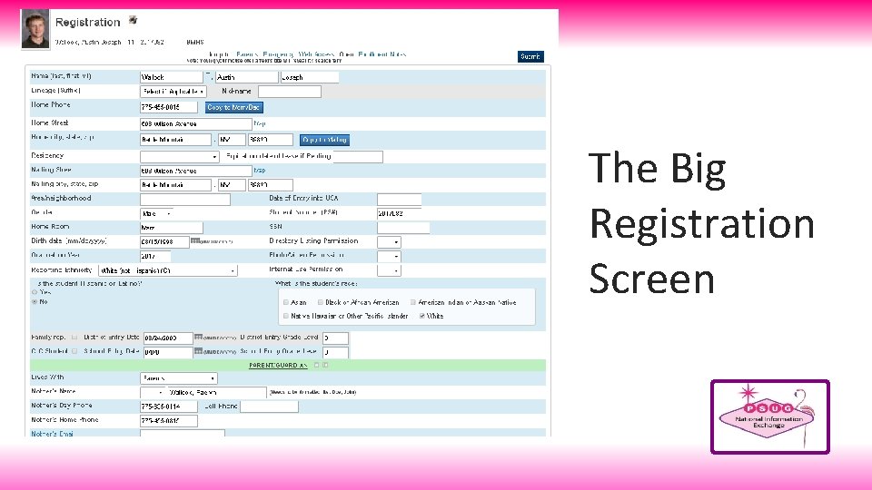 The Big Registration Screen 