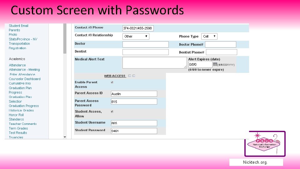 Custom Screen with Passwords Nicktech. org. 