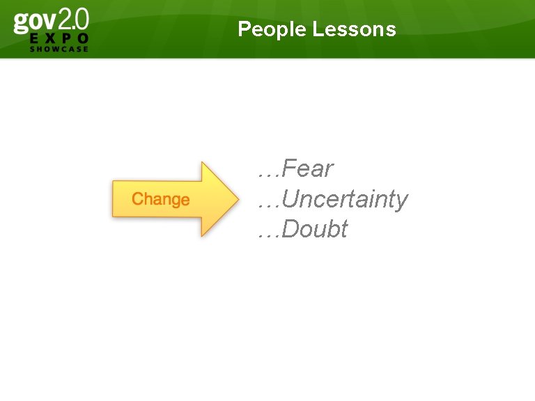 People Lessons …Fear …Uncertainty …Doubt 