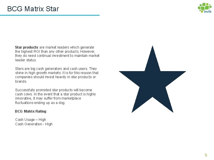 BCG Matrix Star products are market leaders which generate the highest ROI than any