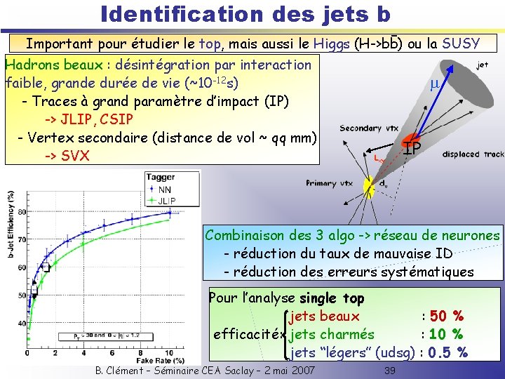Identification des jets b - Important pour étudier le top, mais aussi le Higgs