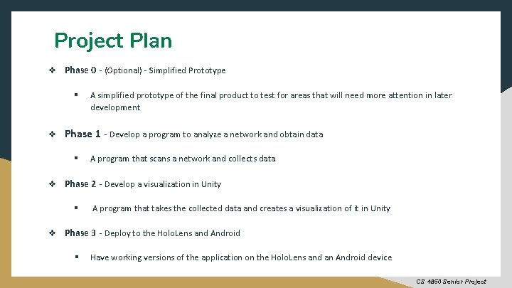 Project Plan v Phase 0 - (Optional) - Simplified Prototype § v A simplified