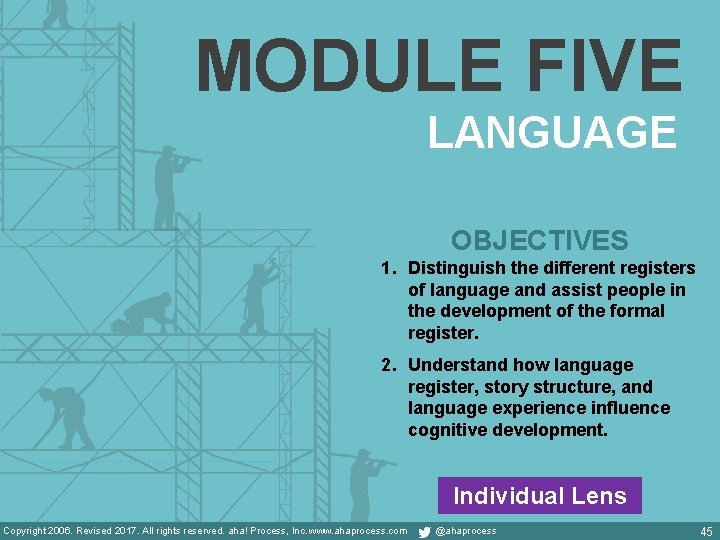 MODULE FIVE LANGUAGE OBJECTIVES 1. Distinguish the different registers of language and assist people