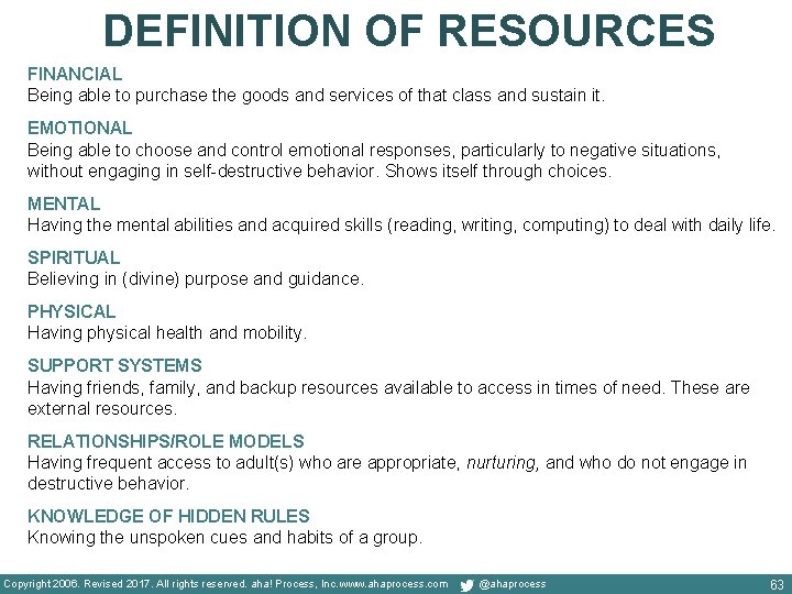 DEFINITION OF RESOURCES FINANCIAL Being able to purchase the goods and services of that