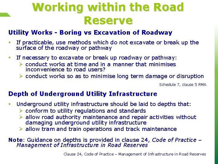 Working within the Road Reserve Utility Works - Boring vs Excavation of Roadway §