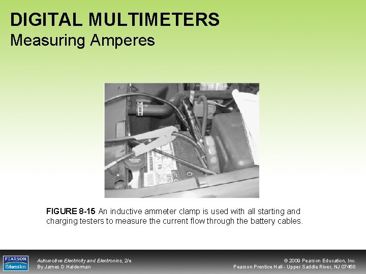 DIGITAL MULTIMETERS Measuring Amperes FIGURE 8 -15 An inductive ammeter clamp is used with
