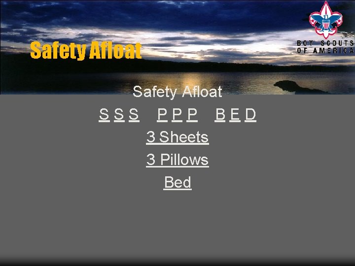 Safety Afloat SSS PPP BED 3 Sheets 3 Pillows Bed 
