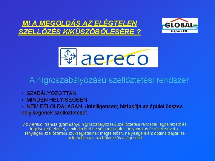 MI A MEGOLDÁS AZ ELÉGTELEN SZELLŐZÉS KIKÜSZÖBÖLÉSÉRE ? A higroszabályozású szellőztetési rendszer • SZABÁLYOZOTTAN