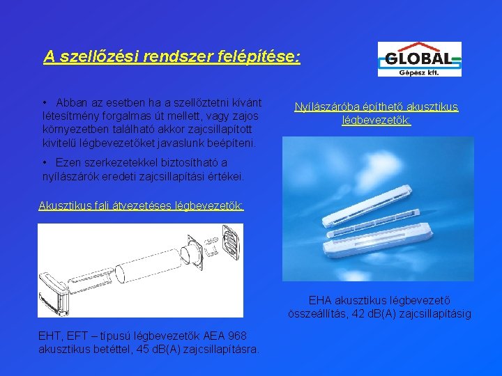 A szellőzési rendszer felépítése: • Abban az esetben ha a szellőztetni kívánt létesítmény forgalmas