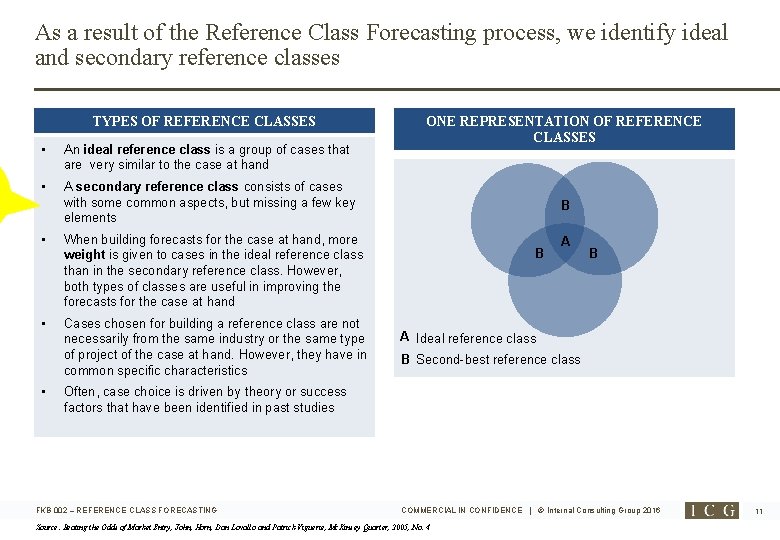 As a result of the Reference Class Forecasting process, we identify ideal and secondary