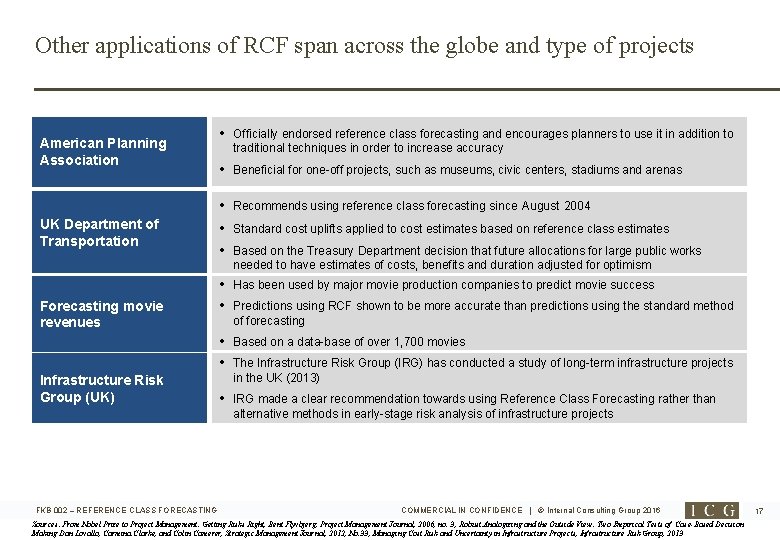 Other applications of RCF span across the globe and type of projects American Planning