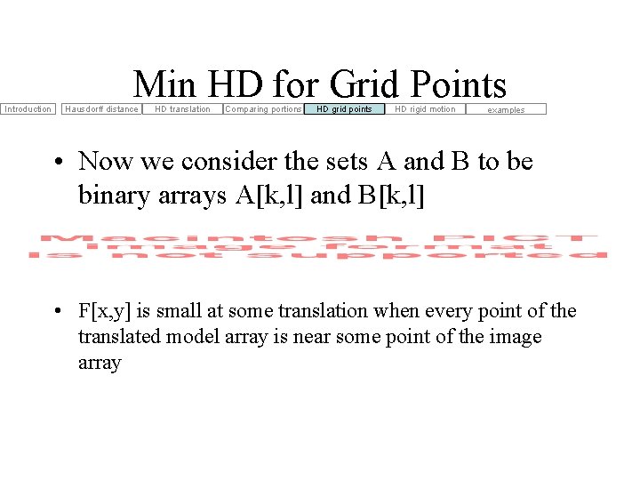 Introduction Min HD for Grid Points Hausdorff distance HD translation Comparing portions HD grid Introduction Min HD for Grid Points Hausdorff distance HD translation Comparing portions HD grid