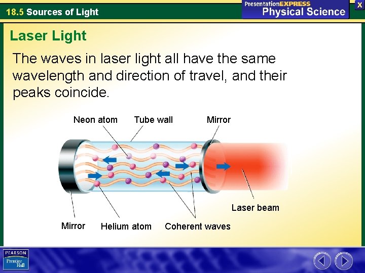18. 5 Sources of Light Laser Light The waves in laser light all have