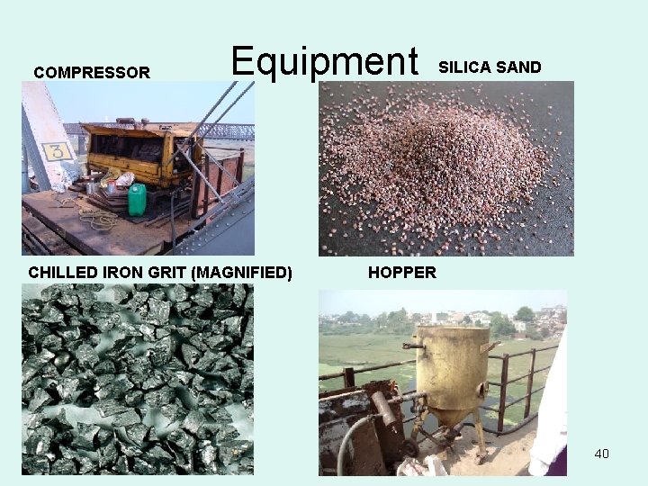 COMPRESSOR Equipment CHILLED IRON GRIT (MAGNIFIED) SILICA SAND HOPPER 40 