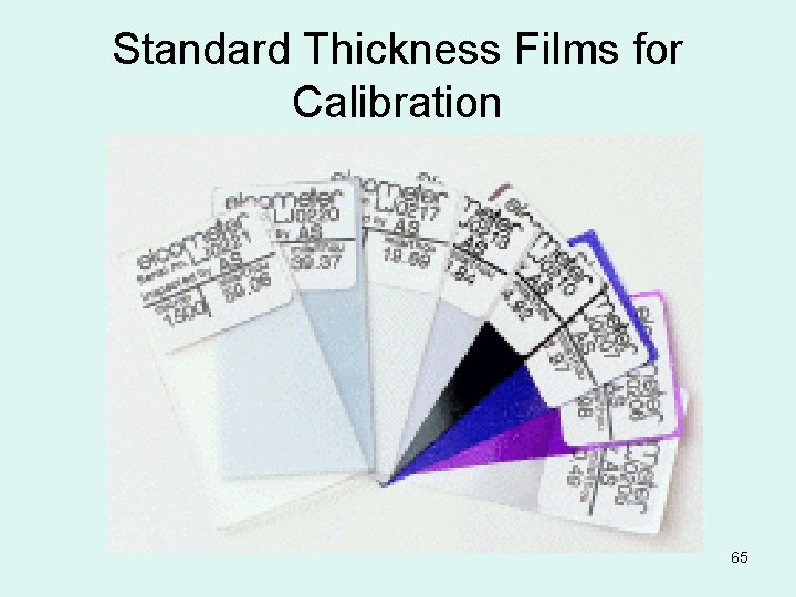 Standard Thickness Films for Calibration 65 