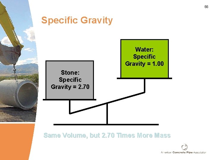 66 Specific Gravity Water: Specific Gravity = 1. 00 Stone: Specific Gravity = 2.